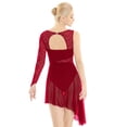 thumbnail image 5 of TSSOE Women's Lyrical Latin Jazz Dance Dress Leotard Lace Single Long Sleeve Ballet Figure Skating Burgundy XS, 5 of 8
