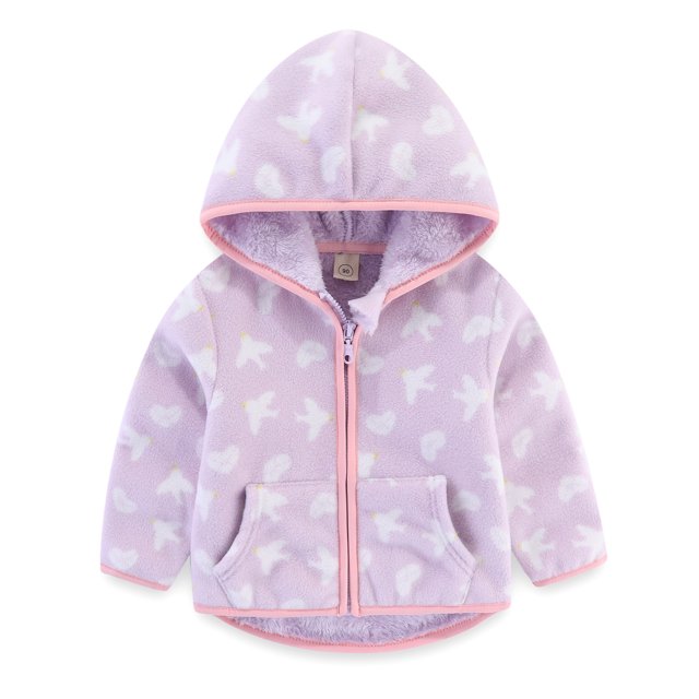 Baby Winter Fleece Hooded Jacket & Printed Pants Set