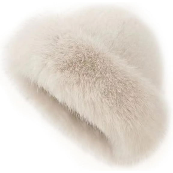 Kiibsot Womens Winter Faux Fur Bucket Hat, Warm Faux Mink Plush Hat Fluffy Fisherman Fuzzy Bucket Hat