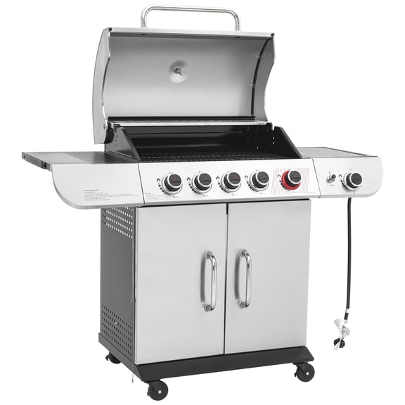 Royal Gourmet SG5002 5-Burner Gas Grill with Sear Burner and Side Burner, Stainless Steel Cabinet Style Gas Grill