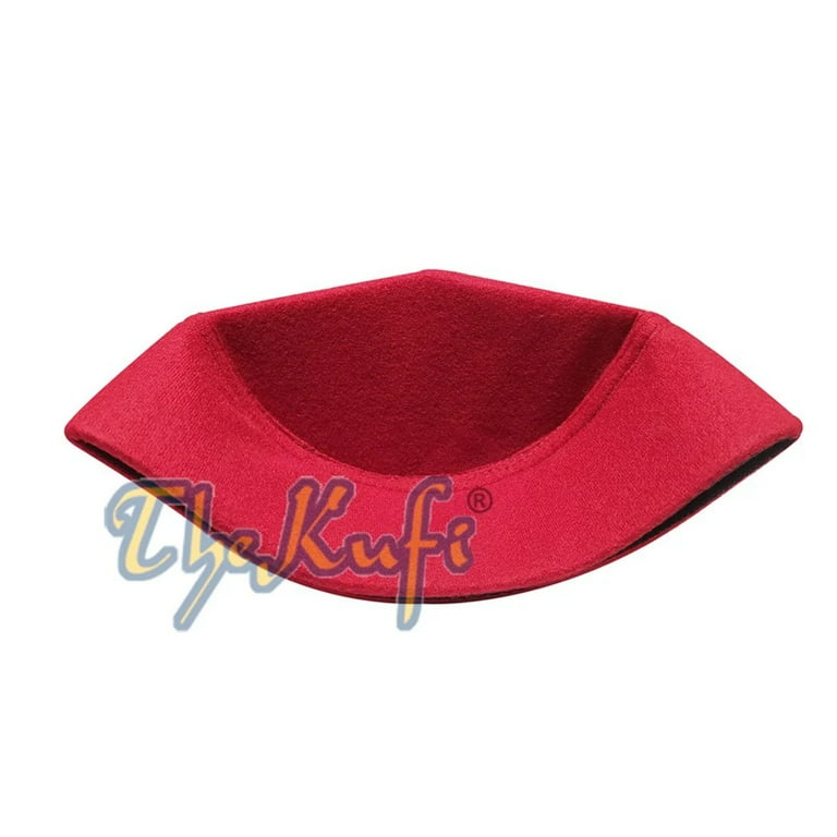 TheKufi® Solid Maroon Moroccan Fez-style Kufi Hat Cap With Pointed
