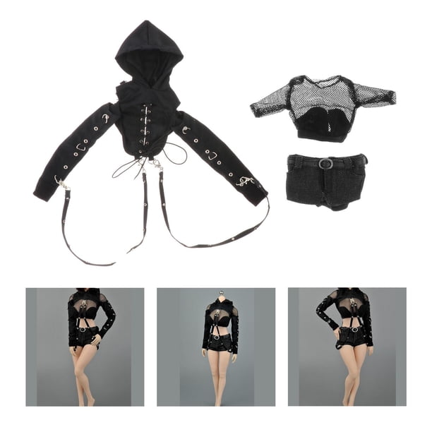 Colección 1/6 báscula de Acción Femenina corsé hueco pantalones cortos de mezclilla ropa con capucha trajes para juguetes pulgadas muñeca Baoblaze Ropa de encaje femenino de 12 pulgadas