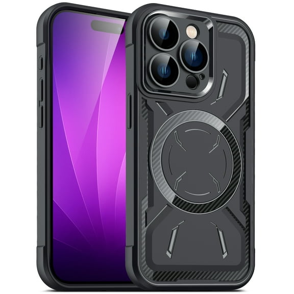 iPhone 15 Pro Cover Case, Magsafe Case Wireless Charging Military Grade Shockproof Rugged Hybrid Camera Lens Protector Case Cover for Apple iPhone 15 Pro - Black