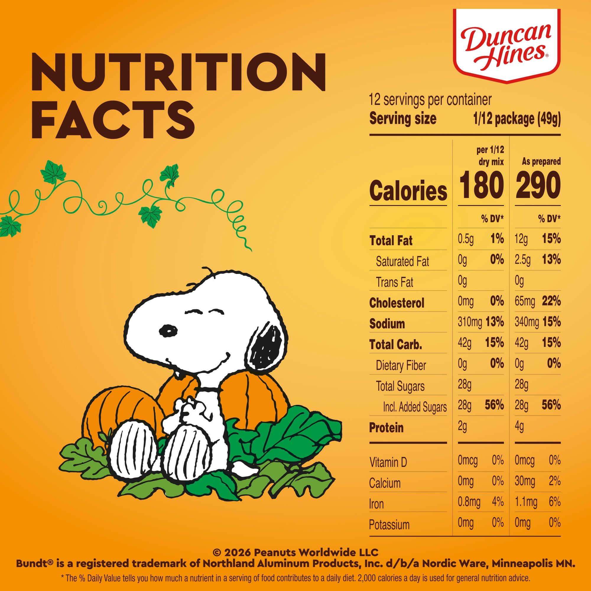 Duncan Hines Snoopy The Great Pumpkin Bundt Cake & Glaze Mix, 20.53 oz.