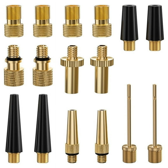 16PCS Premium Bicycle Presta Schrader Valve Adaptor, Including , Bike Pump Adapter Brass   Plastic