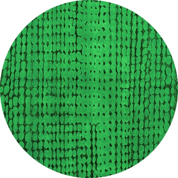Ahgly Company Indoor Round Abstract Green Modern Area Rugs, 4' Round