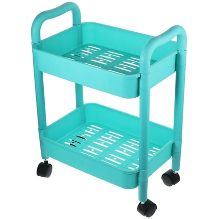 FRCOLOR Movable Rolling Organizer Double-layer Multi-Purpose Rolling Shelf Organizer