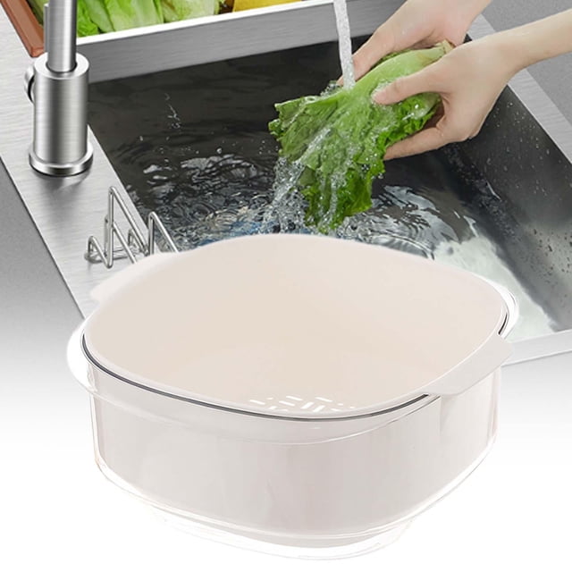 Colador de doble capa, cesta para lavar, cuenco y colador, cesta multifuncional para lavar frutas y verduras, para ensalada y fideos