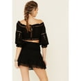thumbnail image 4 of Revel Women's Cropped Off Shoulder Crochet Top Black Large  US, 4 of 5