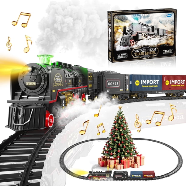 Set de tren eléctrico Funwee con humo, luces y sonido para niños mayores de 3 años