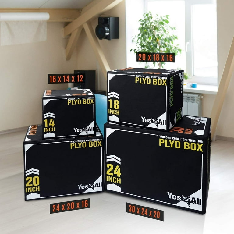 Yes4All 3-in-1 Soft-Padded Plyo Box With Wooden Core, Non-Slip