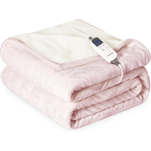 Heat Blanket \uDx\uD Throw Soft Flannel & Sherpa Reversible Electric Blanket with Heat Settings Timer Setting and Hours Auto-Shut Off