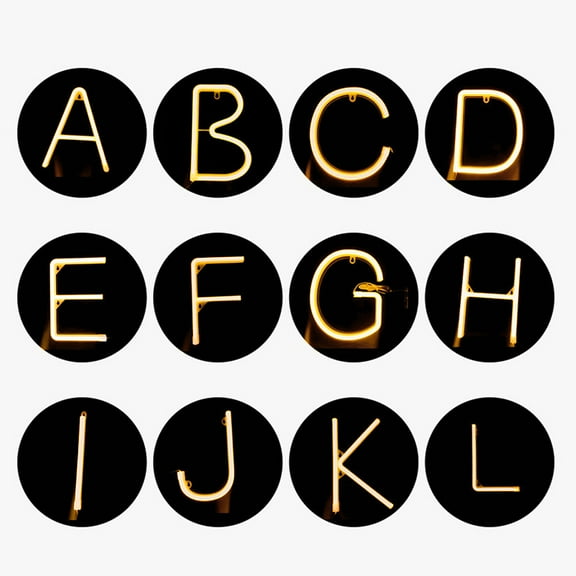 FUEENIRVA Alphabet LED Lights Neon Lamp Letters Warm White 1Set