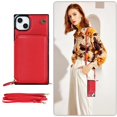 thumbnail image 6 of Dteck iPhone 14 Wallet Case with Credit Card Holder Crossbody Strap Handbag RFID Blocking Wallet Zipper Purse Leather Case for Apple iPhone 14 6.1 inch 2022, Red, 6 of 9