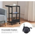 thumbnail image 3 of Farini C-Shaped End Table with Lockable Wheels, 3-Tier Rolling Side Table for Sofa, Bed & Living Room, Black, 3 of 7