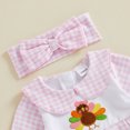 thumbnail image 6 of Cjfdfy Newborn Baby Girls Thanksgiving Turkey Outfits Pumpkin Turkey Embroidery Long Sleeve Plaid Footed Romper Headband My First Thanksgiving Fall Winter Outfit Little Turkey Clothes, 6 of 9