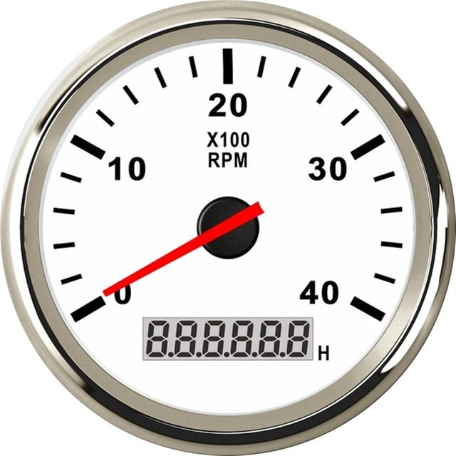 85mm Tachometer 3-8K RPM Tacho Meter with LCD Hourmeter For Car Boat 12V/24V Red Backlight Marine Gauge