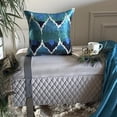 thumbnail image 2 of Decorative Blue 18"x18" (45x45 cm) Pillow Covers, Silk Sequins Embroidery, Ombre & Peacock decor Throw Pillows For Sofa, Floral Pattern Modern Style - Mora, 2 of 12