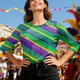 thumbnail image 6 of LIaqionyy Womens 3/4 Sleeve Shirt Striped Casual Party Blouses Business Work Tee Top Vacation Outfits, 6 of 7