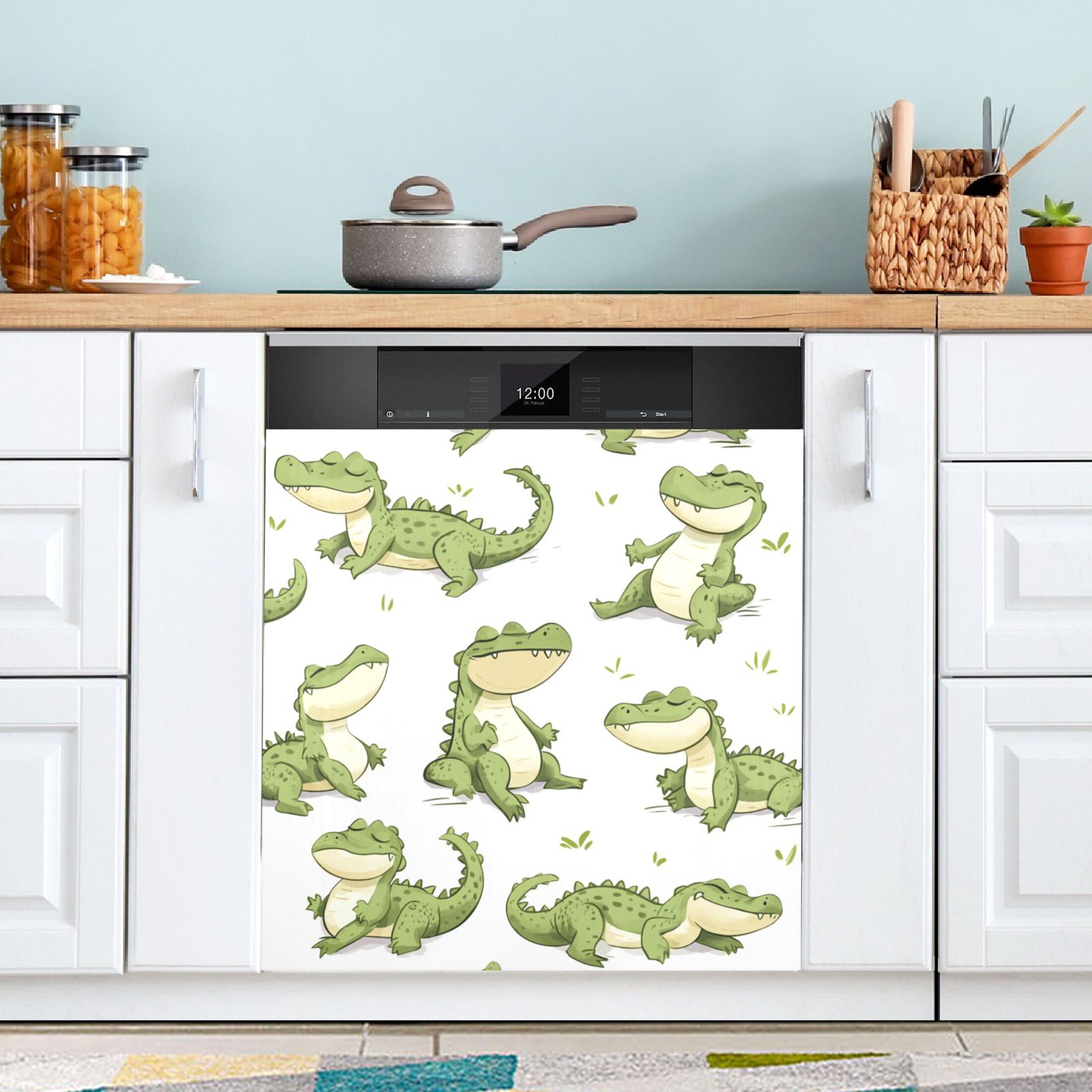 Dishwasher Magnetic Sticker 23x26 Inch Refrigerator Magnetic Sticker Washing Machine Magnetic Sticker Kitchen Panel Magnetic Sticker Home Decor Cute Crocodile