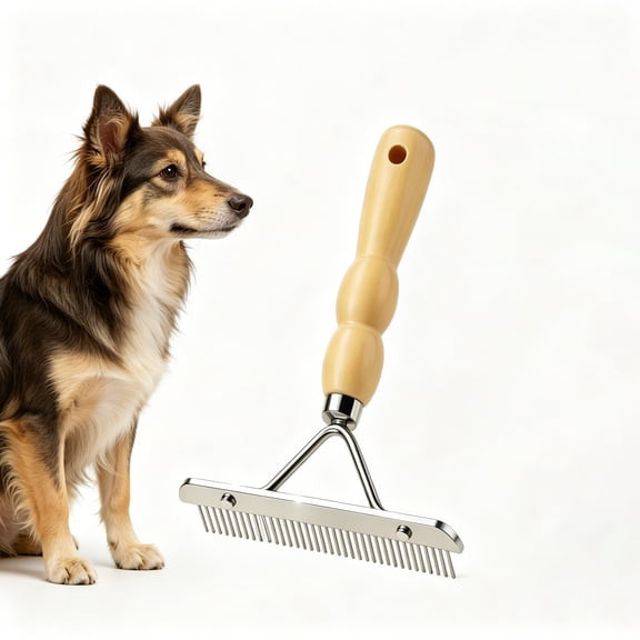 Tutuviw Undercoat Rake for Dogs for Grooming Large Dogs Grooming Brush Long Tooth Undercoat Dog Rake with Wood Handle Deshedding Tool Steel Comb Mane Brush Dog Deshedding Brush