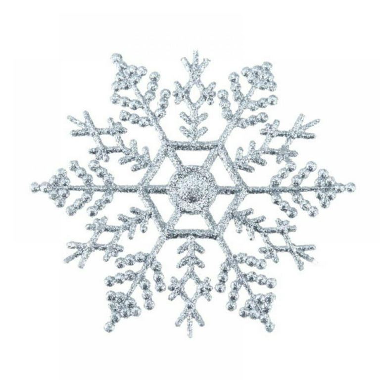 Sparkle Plastic Snowflakes, 6-Inch