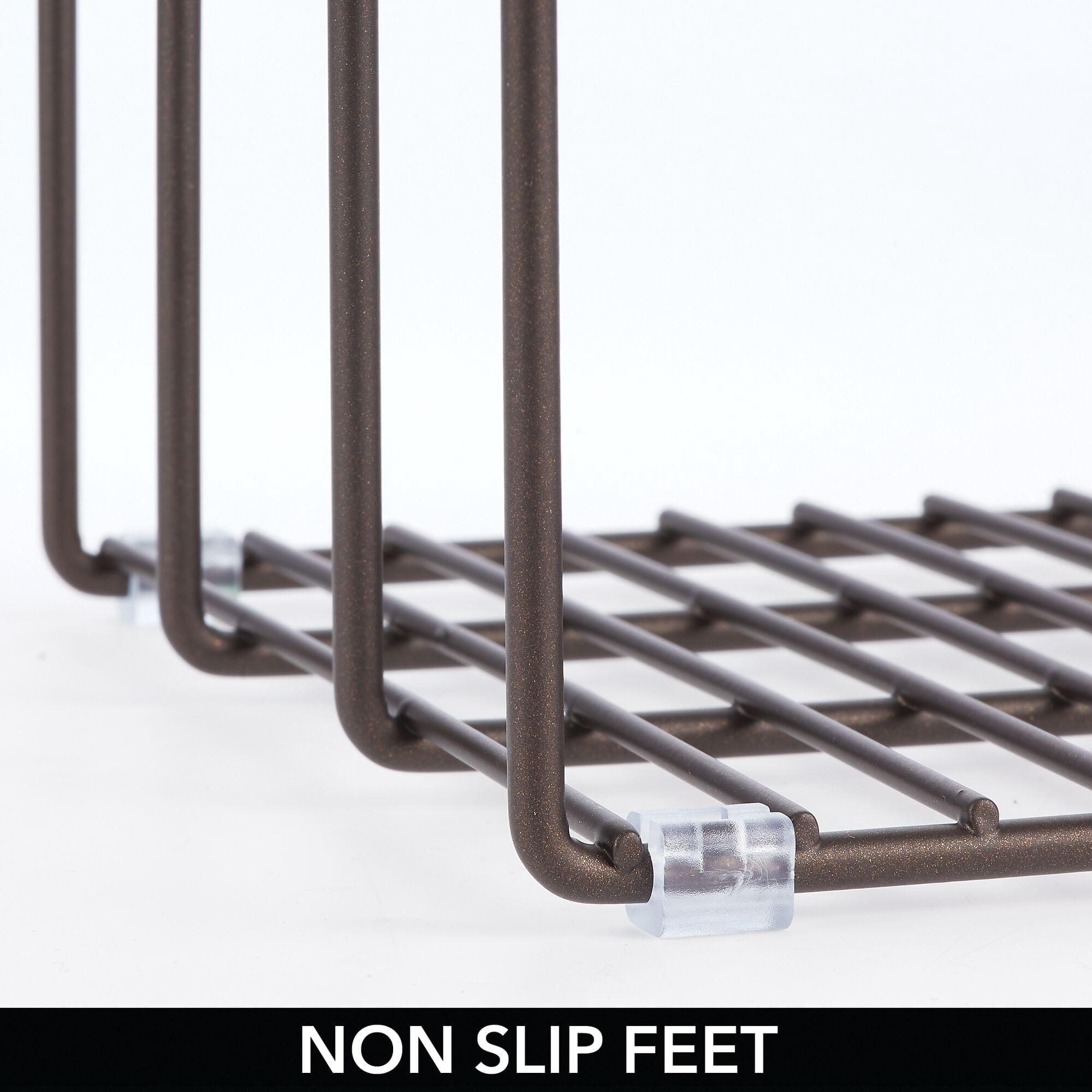 mDesign Steel Storage Tray Organizer Rack for Kitchen Cabinet - 2 Pack - Bronze