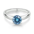 thumbnail image 2 of Gem Stone King 10K White Gold Solitaire Ring Persian Blue Round Moissanite 1.00cttw (Size 6), 2 of 4