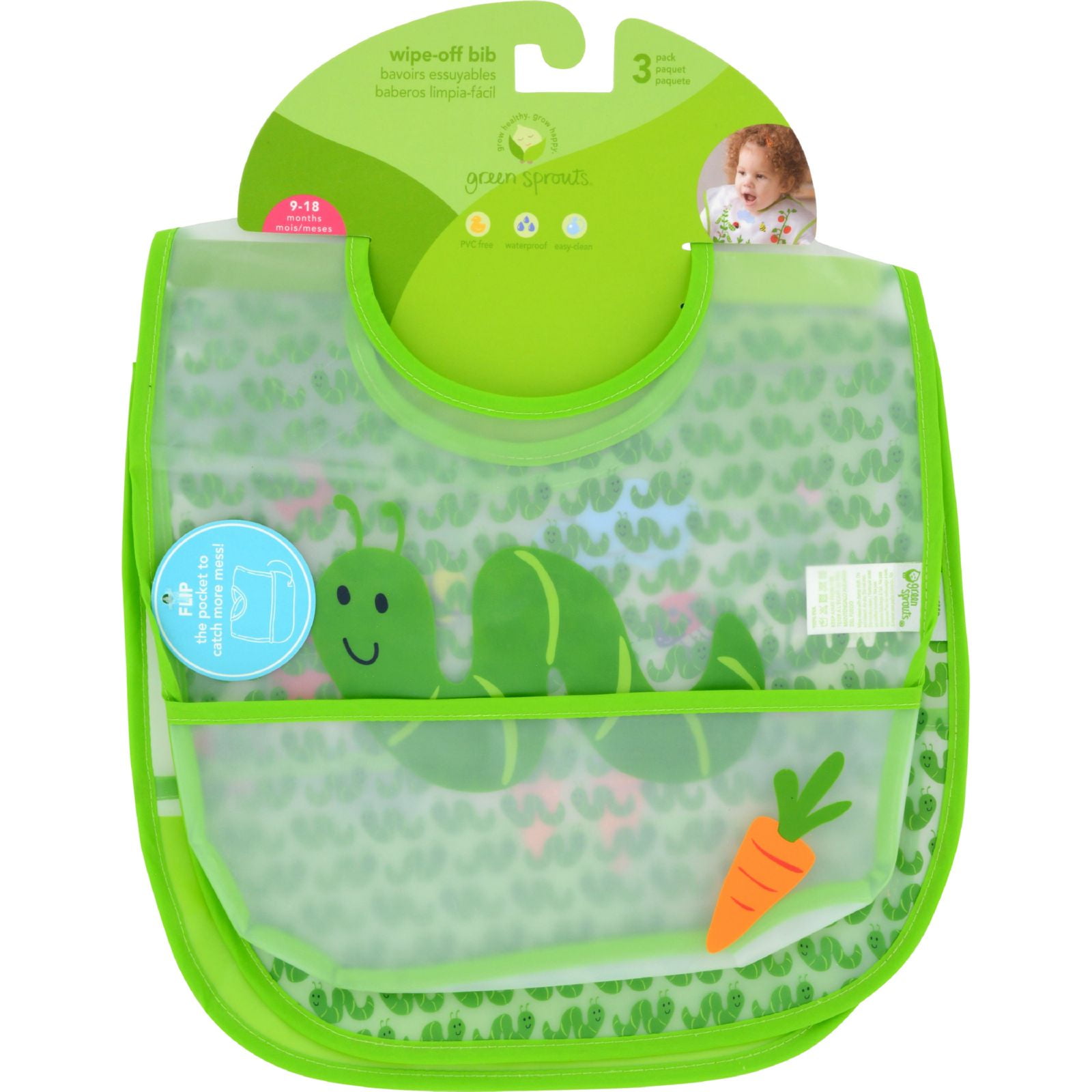 Green Sprouts Waterproof Bibs Garden Print 3 Pack