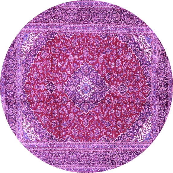 Ahgly Company Indoor Round Medallion Purple Traditional Area Rugs, 6' Round
