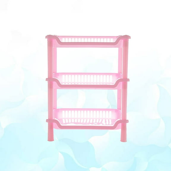 FRCOLOR 1Pcs Pink Plastic Bathroom Storage Shelf 3-layers Space-saving and Load Capacity