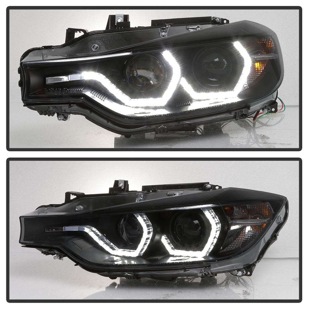 Black Smoke 2012-2015 BMW F30 328i 335i Sedan LED 3D DRL 2 Projector Headlights