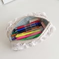 thumbnail image 4 of Sweet Lace Floral Cosmetic Bag, Cottagecore Ruffle Lace Makeup Pouch, Portable Large Capacity Travel Toiletry & Stationery Storage Bag(White), 4 of 6