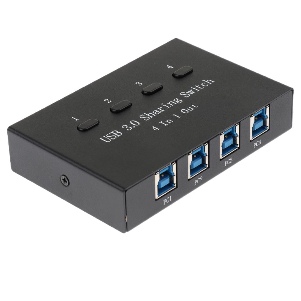 USB Sharing Switch Printer Switch Adapter KVM Switch Hub with 4 Ports USB 3.0 for PC Computers Scanners