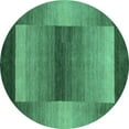 thumbnail image 1 of Ahgly Company Machine Washable Indoor Round Abstract Turquoise Blue Contemporary Area Rugs, 8' Round, 1 of 4