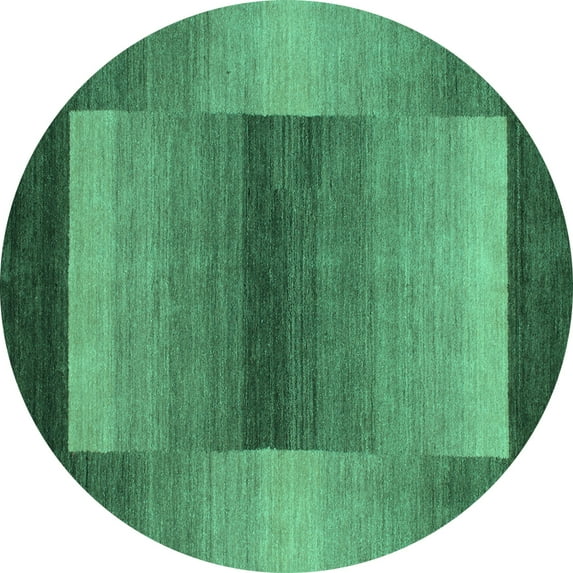 Ahgly Company Machine Washable Indoor Round Abstract Turquoise Blue Contemporary Area Rugs, 8' Round