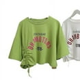 thumbnail image 5 of RWJDXD RWJDXD 2024 Été Chic Haut Court à Cordon de Serrage T-shirt de Base pour Femmes Design Élégant Manches Courtes Mode pour Femmes pour Commerce Extérieur, 5 of 5