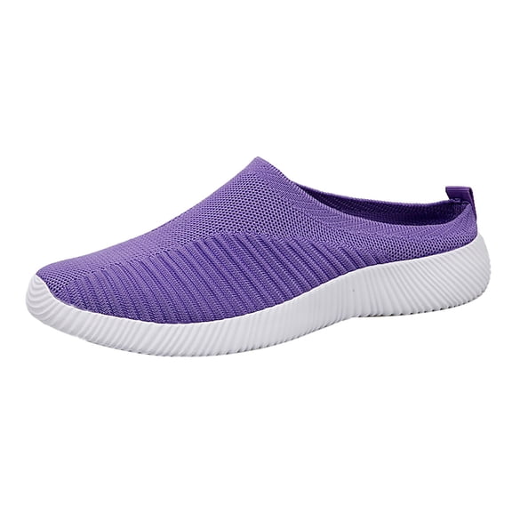 NOKIO Orthopedic Slip-On Sneakers for Women Soft Woven Breathable Walking Shoes Foam Arch Support Hands-Free Slip-In Comfortable Casual Design