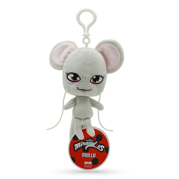 Miraculous Ladybug - Kwami Lifesize Mullo, 5-inch Mouse Plush Clip-on Toys for Kids, Super Soft Collectible Stuffed Toy with Glitter Stitch Eyes and Color Matching Backpack Keychain (Wyncor)