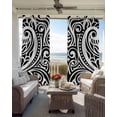 thumbnail image 3 of Polynesia Texture Blackout Curtains 96 Inch Length 2 Panels Set, Vintage Floral Tribe Abstract Art Black Full Shading Curtains for Windows, Blackout Curtains for Bedroom Living Room 52"x96", 3 of 8