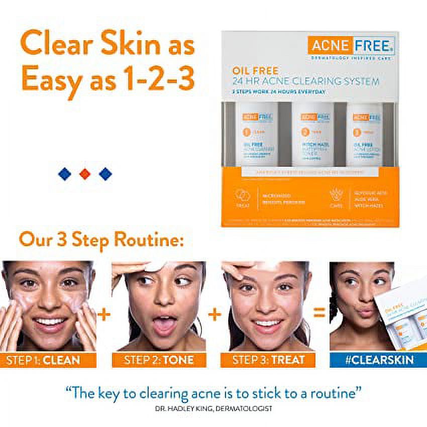 Acne Free Sentive Skin 24 HR Acne Clearing System 3 Step Acne Treatment Kit