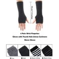 thumbnail image 3 of 4 pares de guantes sin dedos para muñeca con agujero para el pulgar unisex de cachemira, 3 of 7