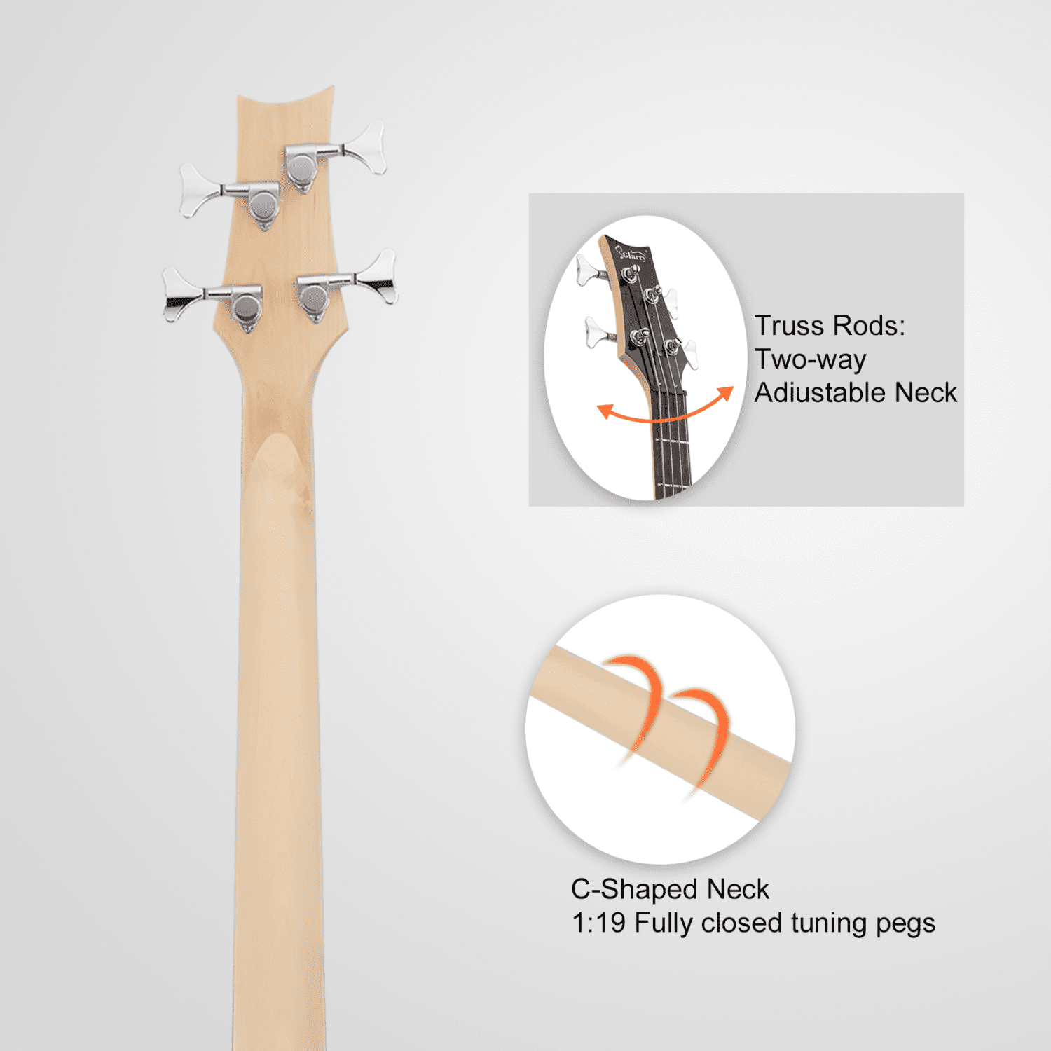 Hassch Electric Bass Guitar with Bag for Beginners, 4 String Bass with Strap and Other Accessories, Burlywood