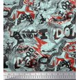 thumbnail image 1 of Soimoi Rayon Fabric Food,Animals & Text Printed Fabric 1 Yard 42 Inch Wide, 1 of 5