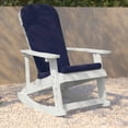 thumbnail image 3 of Flash Furniture Savannah Set of 2 All-Weather Poly Resin Wood Adirondack Rocking Chairs in White with Blue Cushions for Deck, Porch, and Patio, 3 of 15