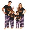 thumbnail image 5 of Halloween Themed Family Sleepwear Short Sleeve Spooky Face Top Galaxy Bat Print Long Pants Matching Pajamas, 5 of 6