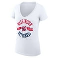 thumbnail image 2 of Women's G-III 4Her by Carl Banks White Washington Nationals Super-Slim Fit Lightweight City Graphic V-Neck T-Shirt, 2 of 5