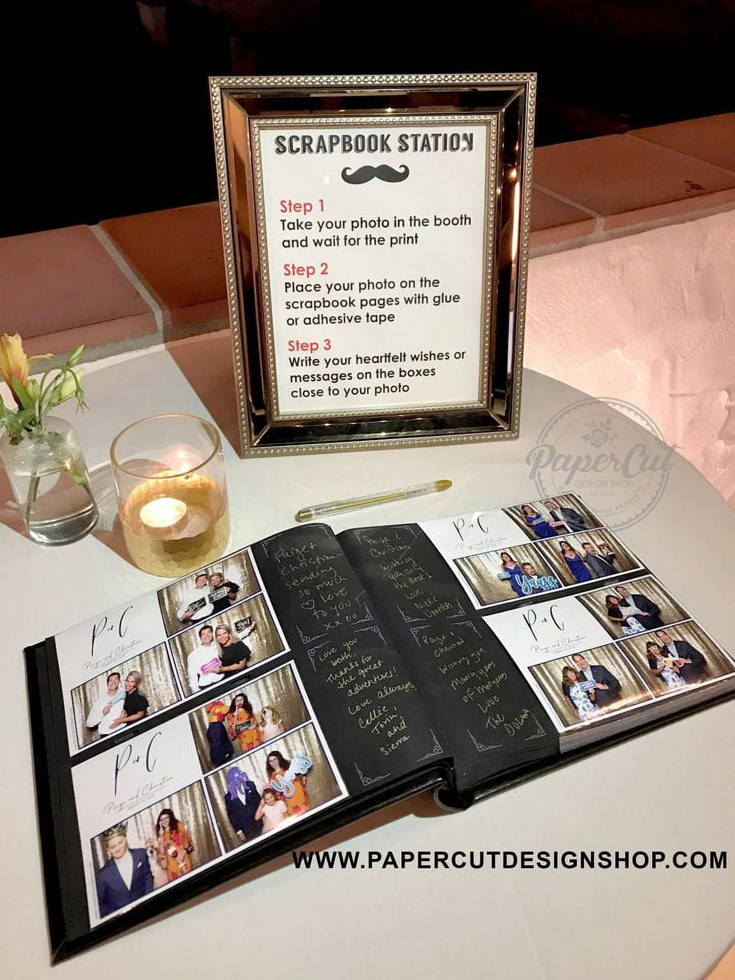 Paper Cut Design Shop Photo Booth Album Guestbook  Slip In Black 4x6 with Storage Box Wedding Album Scrapbook Album