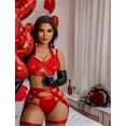 thumbnail image 4 of Coordinado Tanga Brassier Sexy Lenceria Para Mujer 5 Piezas Modelo Rojo Talla M, 4 of 4