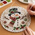 thumbnail image 5 of Christmas Pearl Diamond Painting Suncatcher Kit, Acrylic Round Board with Lace Edge, Christmas Pearls Beads Art Craft, 3D Mixed-Sized Pearl Beads Craft, Festive Window Wall Decor(E), 5 of 7